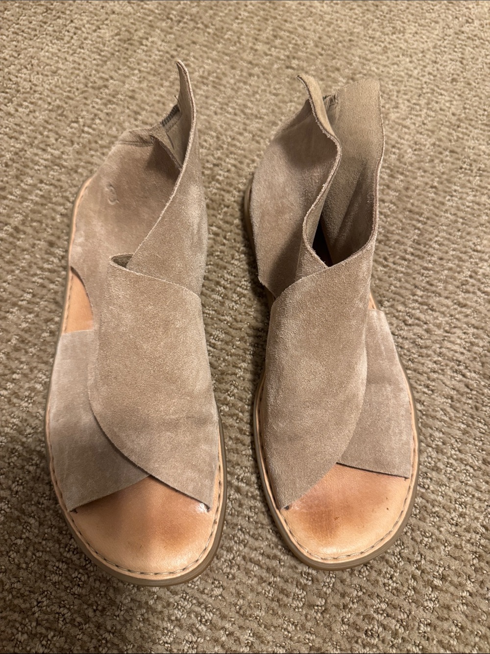 Born Taupe Suede Wrap-Front Sandals